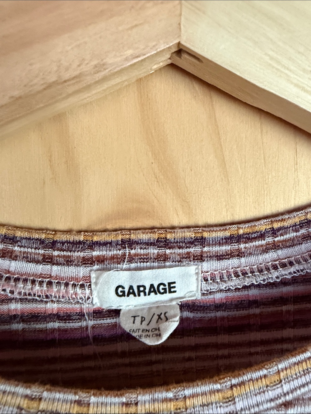 Garage Short-Sleeve Ribbed Tee in Purple, White & Tan Stripes - Picture 2 of 6